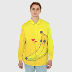 Мужская рубашка oversize 3D Kawaii Banana love - full yellow - фото 2