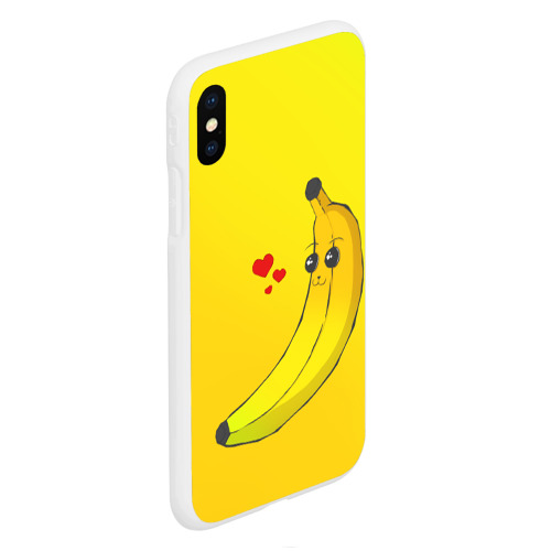 Чехол для iPhone XS Max матовый Kawaii Banana love - full yellow, цвет белый - фото 3