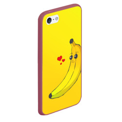 Чехол для iPhone 5/5S матовый Kawaii Banana love - full yellow - фото 2