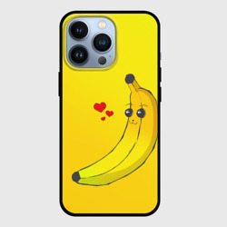 Чехол для iPhone 13 Pro Kawaii Banana love - full yellow