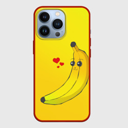 Чехол для iPhone 13 Pro Kawaii Banana love - full yellow