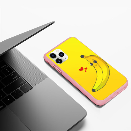 Чехол для iPhone 11 Pro Max матовый Kawaii Banana love - full yellow, цвет баблгам - фото 5