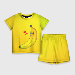 Детский костюм с шортами 3D Kawaii Banana love - full yellow