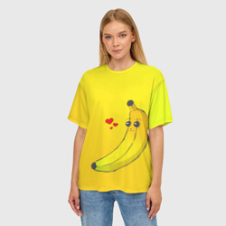 Женская футболка oversize 3D Kawaii Banana love - full yellow - фото 2