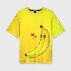 Женская футболка oversize 3D Kawaii Banana love - full yellow