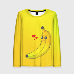 Женский лонгслив 3D Kawaii Banana love - full yellow