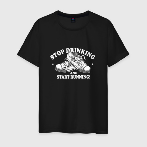 Мужская футболка хлопок Stop Drinking Black, цвет черный