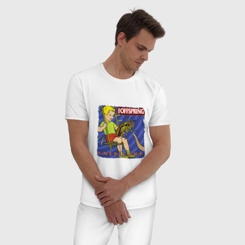 Мужская пижама хлопок The Offspring - americana, цвет белый - фото 3