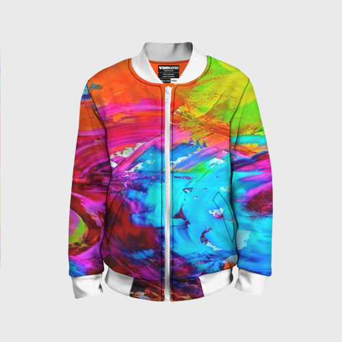 Детский бомбер 3D Tie-dye, цвет белый