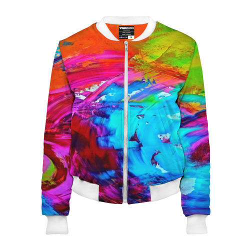 Женский бомбер 3D Tie-dye, цвет белый