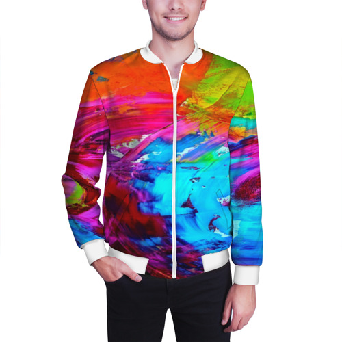 Мужской бомбер 3D Tie-dye, цвет белый - фото 3