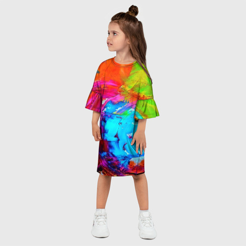 Детское платье 3D Tie-dye, цвет 3D печать - фото 3