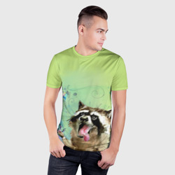 Мужская футболка 3D Slim Енот и рыбка - фото 2