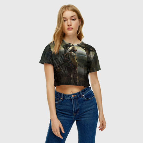 Женская футболка Crop-top 3D Stalker, цвет 3D печать - фото 4