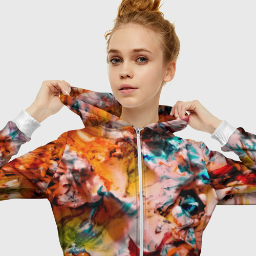 Женская толстовка 3D на молнии Tie-Dye, цвет белый - фото 5