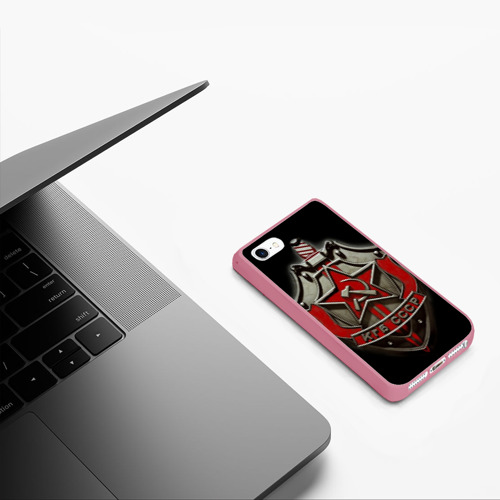 Чехол для iPhone 5/5S матовый КГБ, цвет малиновый - фото 5
