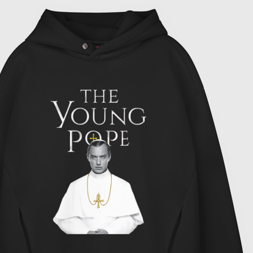 Мужское худи Oversize хлопок Молодой Папа The Young Pope, цвет черный - фото 4