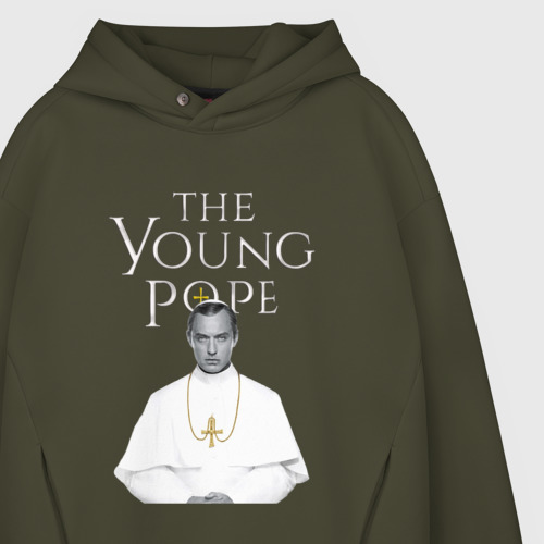 Мужское худи Oversize хлопок Молодой Папа The Young Pope, цвет хаки - фото 4