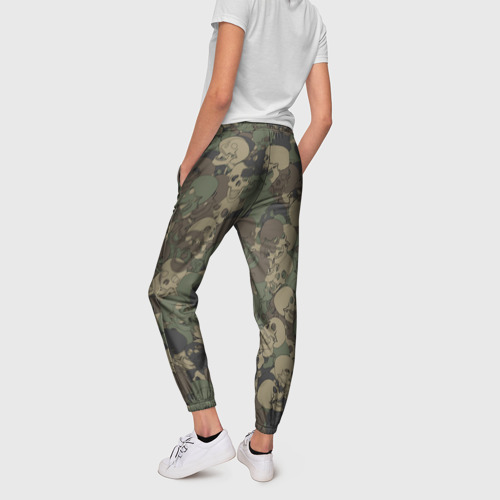 Женские брюки 3D с принтом Камуфляж с черепами, вид сзади #2