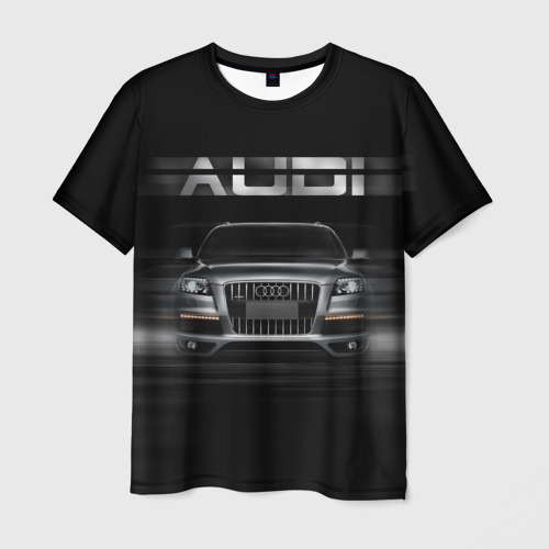 Мужская футболка с принтом Audi Q7 скорость, вид спереди №1