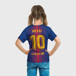 Футболка с принтом Лионель Месси - 10 для ребенка, вид на модели сзади №3. Цвет основы: белый