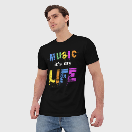 Мужская футболка 3D Музыка - моя жизнь - фото 3