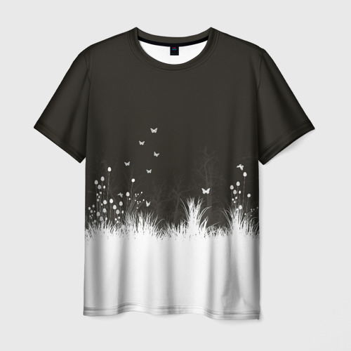Мужская футболка 3D Ночная полянка, цвет 3D печать