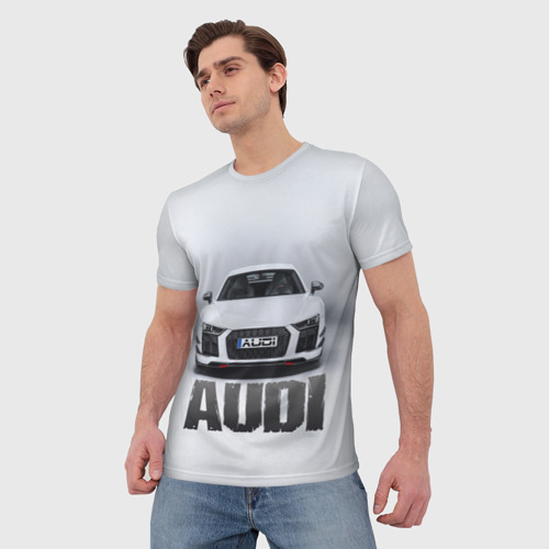 Мужская футболка 3D Audi серебро, цвет 3D печать - фото 3