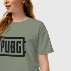 Женская футболка хлопок Oversize PUBG Логотип игры - фото 2