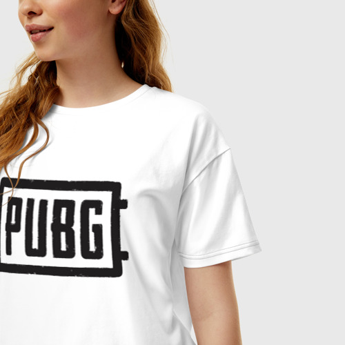 Женская футболка хлопок Oversize PUBG Логотип игры, цвет белый - фото 3