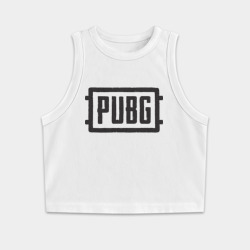 Женская укороченная майка-топ хлопок PUBG Логотип игры