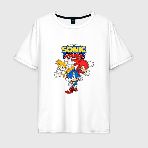 Мужская футболка из хлопка оверсайз с принтом Sonic Mania, вид спереди №1