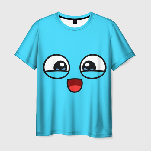 Мужская футболка 3D Эмодзи / Смайл (голубой цвет), цвет 3D печать