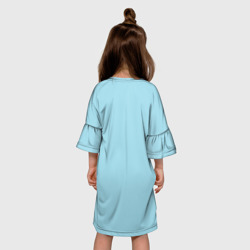 Платье с принтом Обними Меня Акула для ребенка, вид на модели сзади №2. Цвет основы: белый