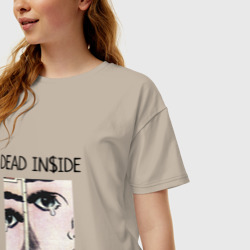 Женская футболка хлопок Oversize Dead Inside Мертвый Внутри - фото 2
