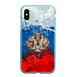 Чехол для iPhone XS Max матовый Бык триколор