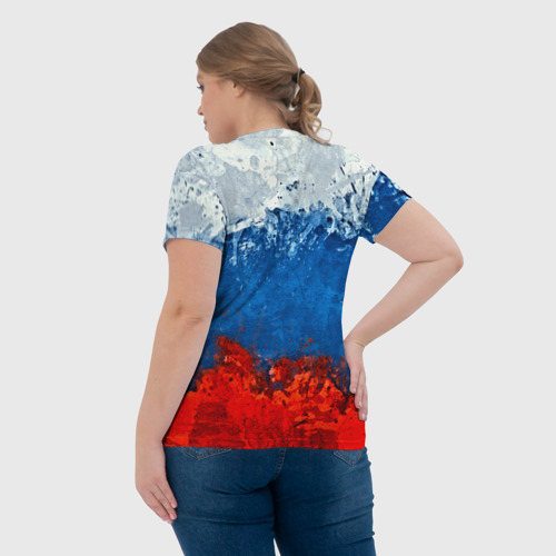Женская футболка 3D с принтом Бык триколор, вид сзади #2