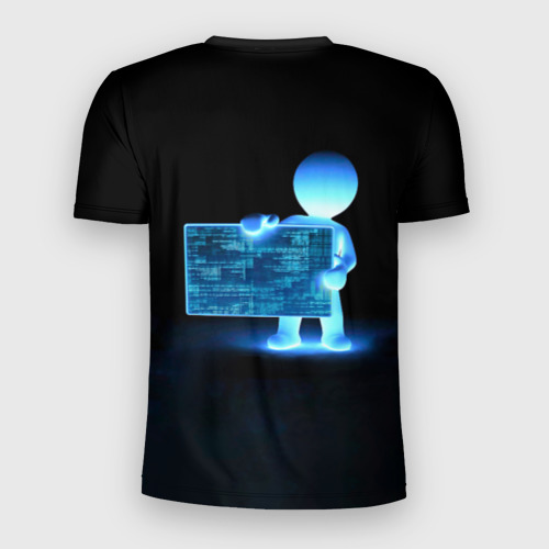 Мужская футболка 3D Slim с принтом Coder - программист кодировщик, вид сзади #1