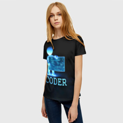 Женская футболка 3D Coder - программист кодировщик - фото 2