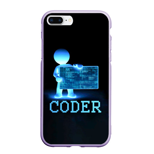 Чехол для iPhone 7Plus/8 Plus матовый Coder - программист кодировщик, цвет светло-сиреневый