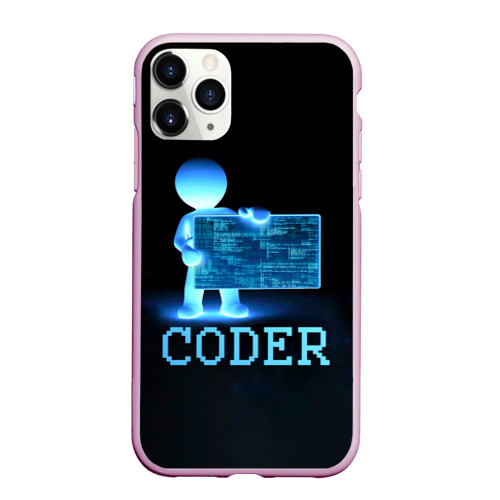 Чехол для iPhone 11 Pro Max матовый с принтом Coder - программист кодировщик, вид спереди #2