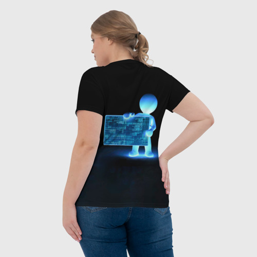 Женская футболка 3D с принтом Coder - программист кодировщик, вид сзади #2