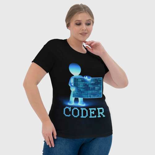 Женская футболка 3D с принтом Coder - программист кодировщик, фото #4