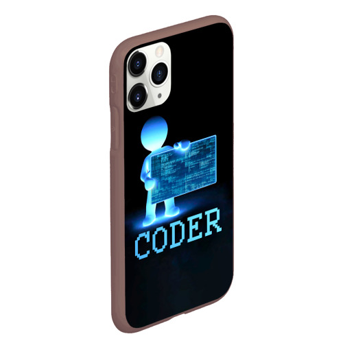 Чехол для iPhone 11 Pro Max матовый Coder - программист кодировщик, цвет коричневый - фото 3