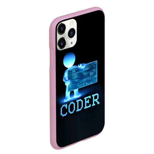 Чехол для iPhone 11 Pro Max матовый с принтом Coder - программист кодировщик, вид сбоку #3