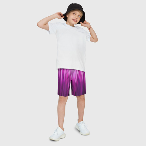 Детские спортивные шорты 3D фиолетово-черные краски, цвет 3D печать - фото 3