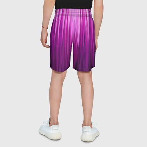 Детские спортивные шорты 3D фиолетово-черные краски, цвет 3D печать - фото 5