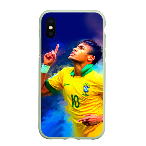 Чехол для iPhone XS Max матовый Neymar, цвет салатовый