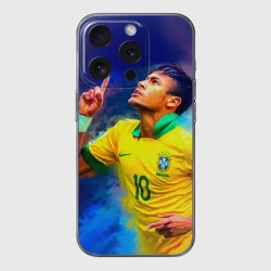 Чехол для iPhone 15 Pro силиконовый с защитой камеры Neymar