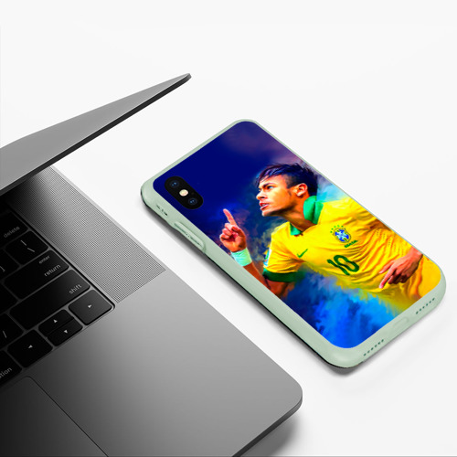 Чехол для iPhone XS Max матовый Neymar, цвет салатовый - фото 5